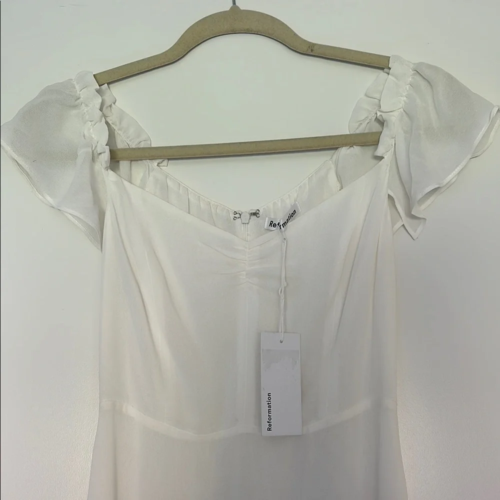 Reformation White Off-Shoulder Midi Dress - Picture 1 of 4